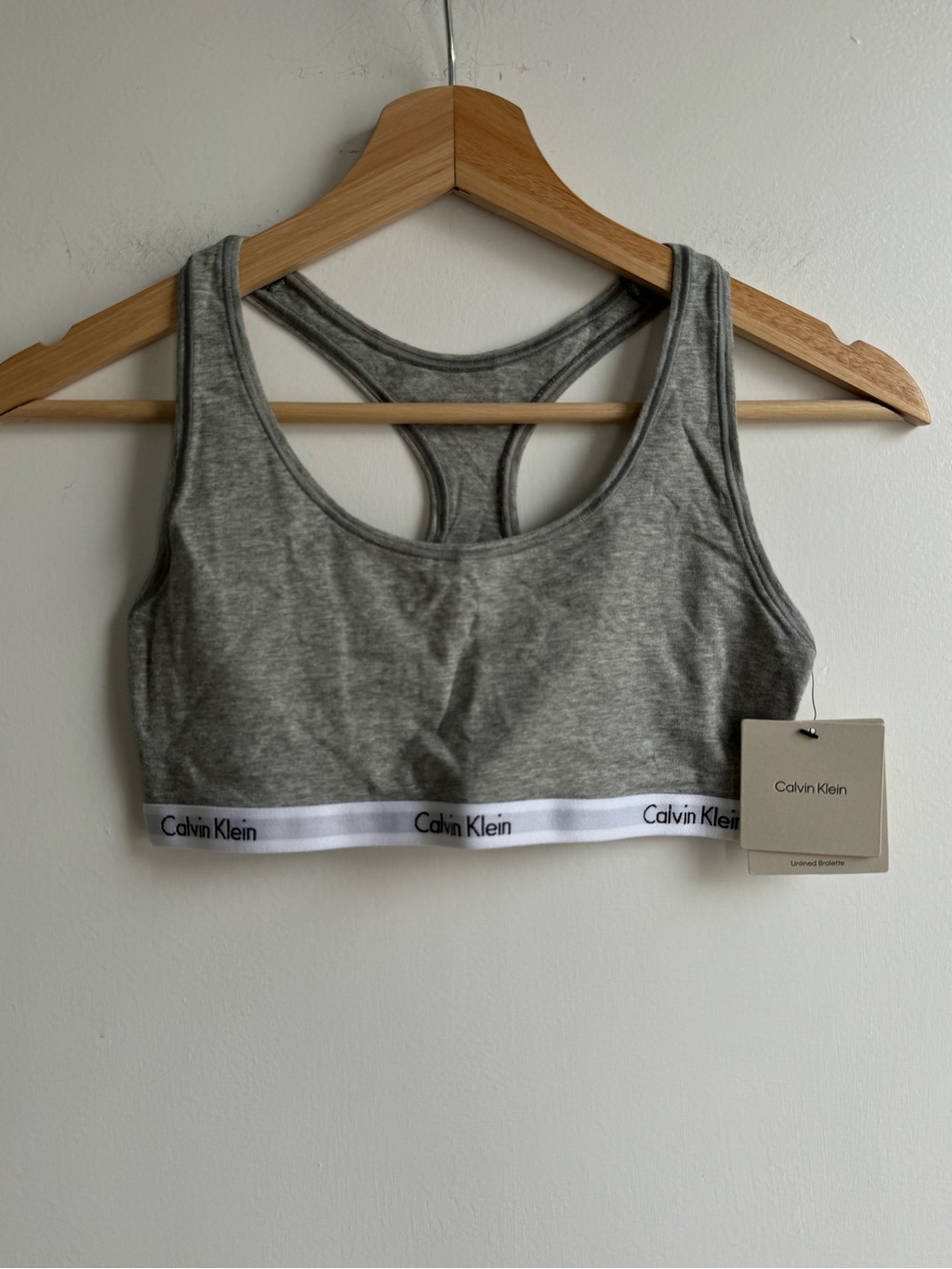 Calvin Klein Women’s Icon Cotton Unlined Racerback Bralette in Heather Grey